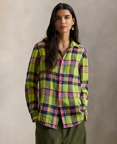Polo Ralph Lauren Women's Classic Fit Plaid Point Collar Shirt