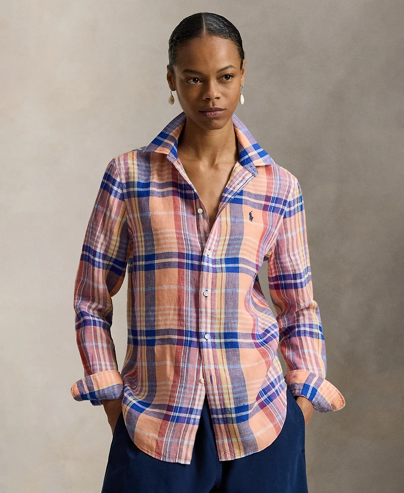 Polo Ralph Lauren Women's Classic Fit Plaid Point Collar Shirt