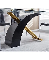 Streamdale Furniture Luxury Glass Top Dining Table (2 Colors)