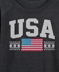Hybrid Apparel Plus Usa Sport Word Art Long Pullover T-shirt