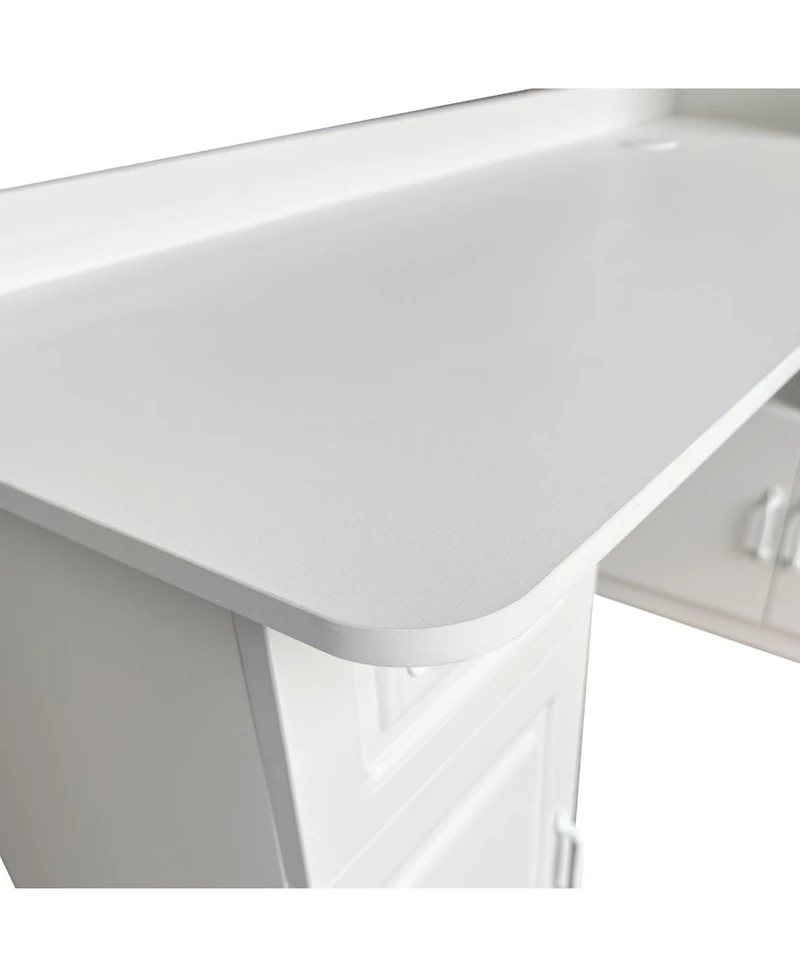 Streamdale Furniture Streamdale L-Shaped Corner Computer Desk with Drawers, Bookshelf & Hutch, White