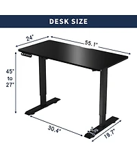 Streamdale Furniture Streamdale Electric Standing Desk Height Adjustable 55" Computer Table