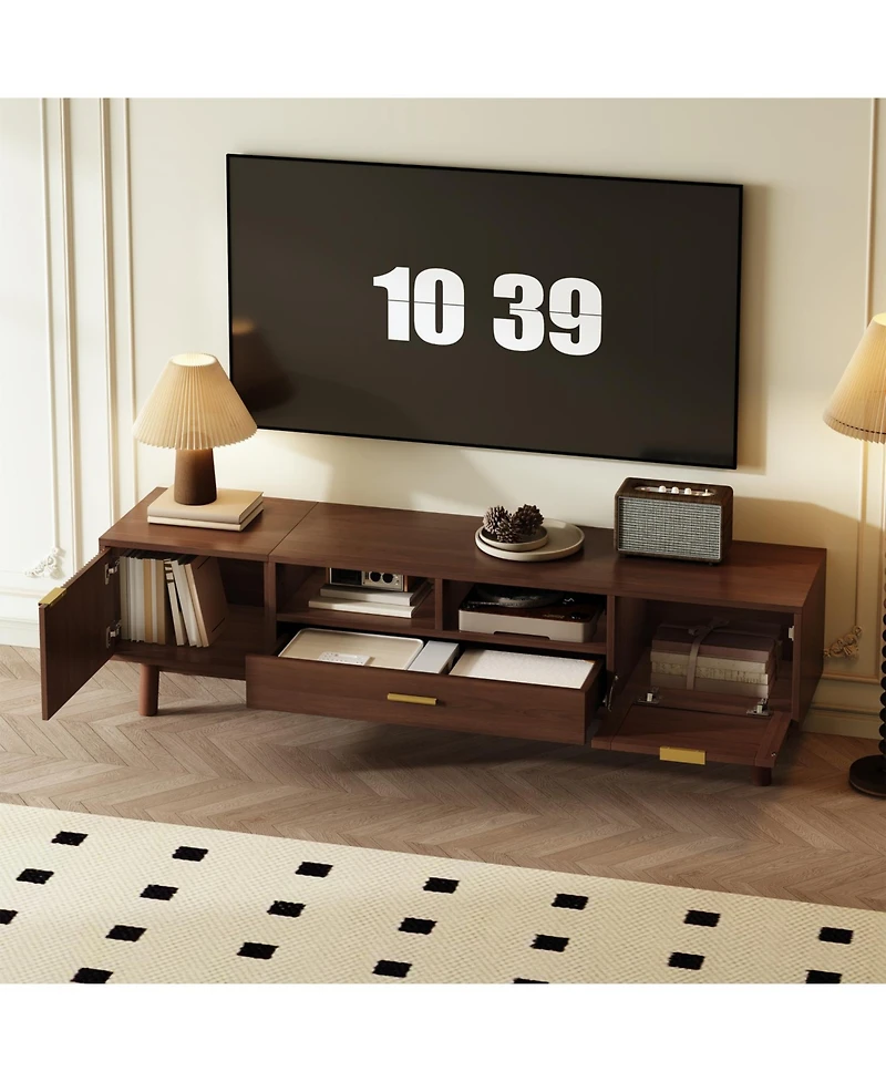 Streamdale Furniture Wood Tv Stand for 75" TVs with Soft-Close Doors