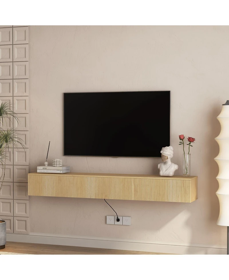 Streamdale Furniture Floating Tv Stand w/ LEDs, 69" Modern Entertainment Center for 55-65" TVs