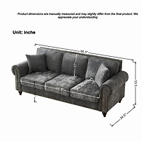 Streamdale Furniture Streamdale 86" Modern Chenille Sofa with Rolled Arms & Nailhead Trim