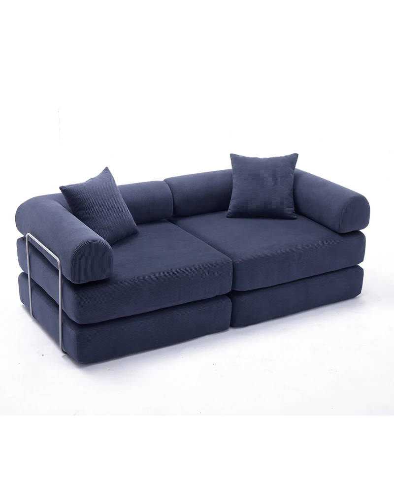 Streamdale Furniture Modular Couch Sofa Bed for Apartment, Convertible Sofa Bed, Blue