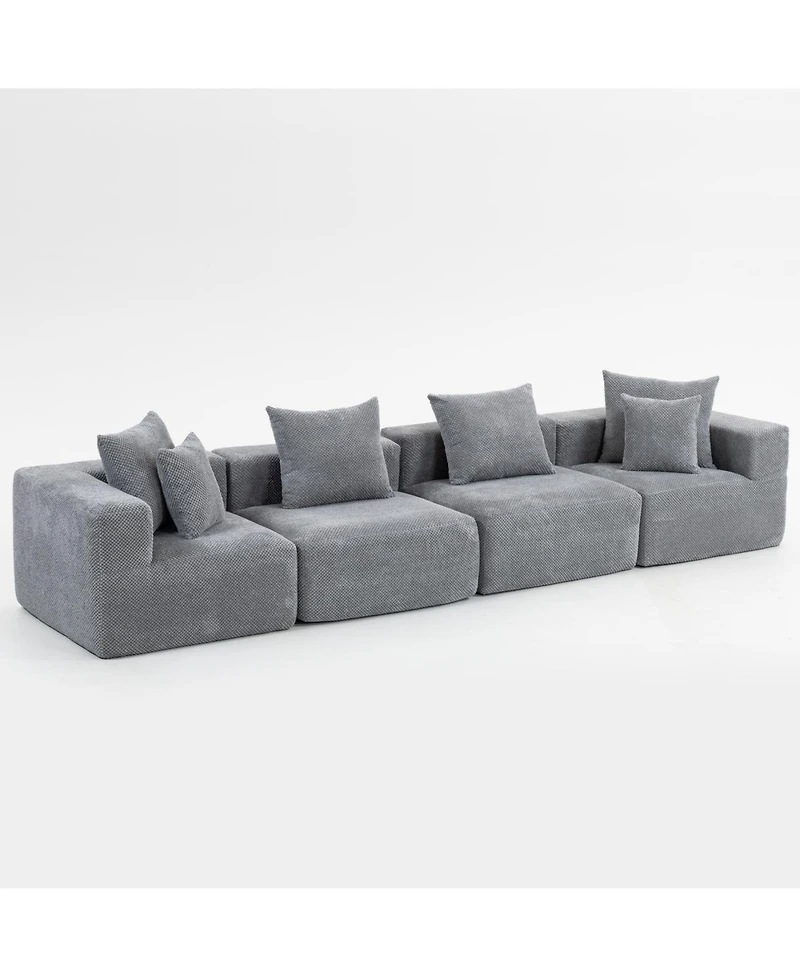 Streamdale Furniture Streamdale Modular L-Shaped Chenille Deep-Seat Couch with Pillows - Grey