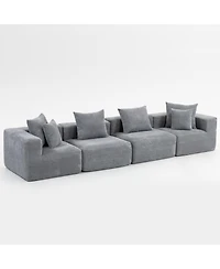 Streamdale Furniture Streamdale Modular L-Shaped Chenille Deep-Seat Couch with Pillows - Grey