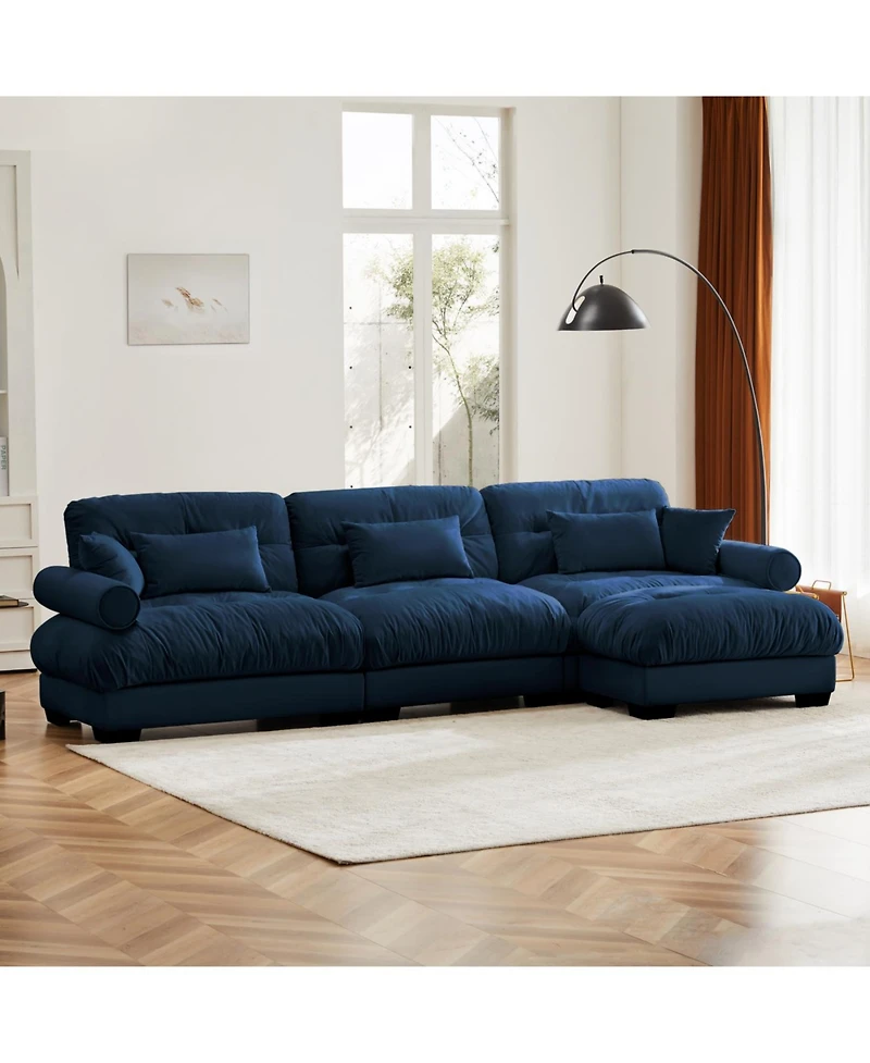 Streamdale Furniture Super Comfort Oversized Modular Velvet Sectional Sofa Couch with Ottoman