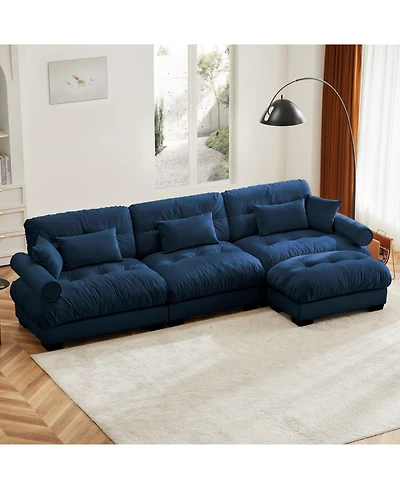 Streamdale Furniture Super Comfort Oversized Modular Velvet Sectional Sofa Couch with Ottoman