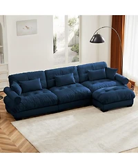 Streamdale Furniture Super Comfort Oversized Modular Velvet Sectional Sofa Couch with Ottoman