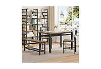 Gaomon Modern Kitchen Table Set for 4, Dining Table with Bench and Chairs, Space-Saving Design with Storage Rack for Home or Apartment