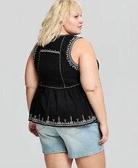 And Now This Trendy Plus Embroidered Cotton Sleeveless Top, Macy's Exclusive
