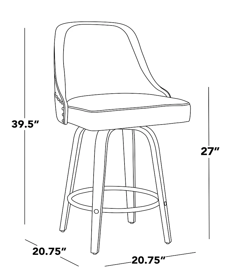 Lumisource Fabric Studded Marcel Transitional Fixed-Height Counter Stool, Set of 2