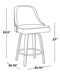 Lumisource Fabric Studded Marcel Transitional Fixed-Height Counter Stool, Set of 2