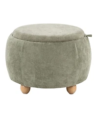 Lumisource 14.75" Fabric Tray Pouf Contemporary Storage Ottoman