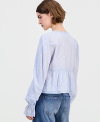 And Now This Women's Cotton Lace-Trim Tie-Front Top, Macy's Exclusive