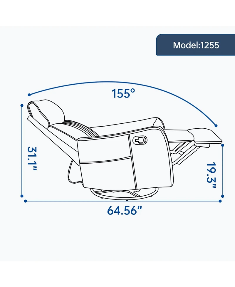 Streamdale Furniture Heat Massage Manual Recliner Chair with Rocker & Swivel