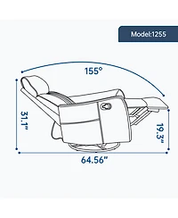Streamdale Furniture Heat Massage Manual Recliner Chair with Rocker & Swivel
