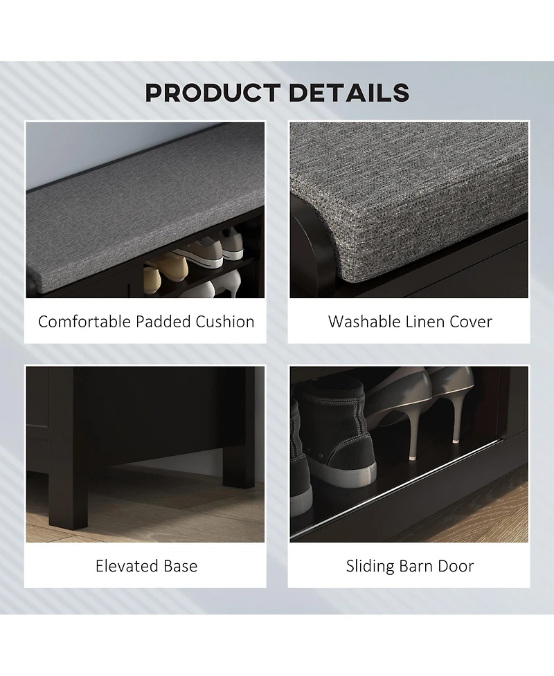 Slickblue Lift-Top Shoe Storage Bench for Entryway