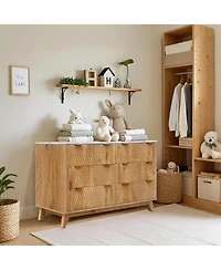 gaomon 54Inch Modern Chest of Drawers,6 Drawers Dresser with Faux Marble Top,Curved Profile Design Wood Drawer Organizer, Freestanding Storage Cabinet