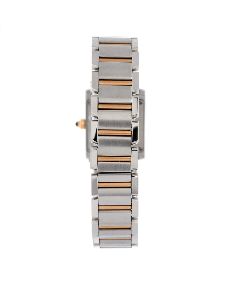Pre-Owned Cartier Tank Francaise Quartz Watch in Stainless Steel and Rose Gold with Diamond Markers 20mm