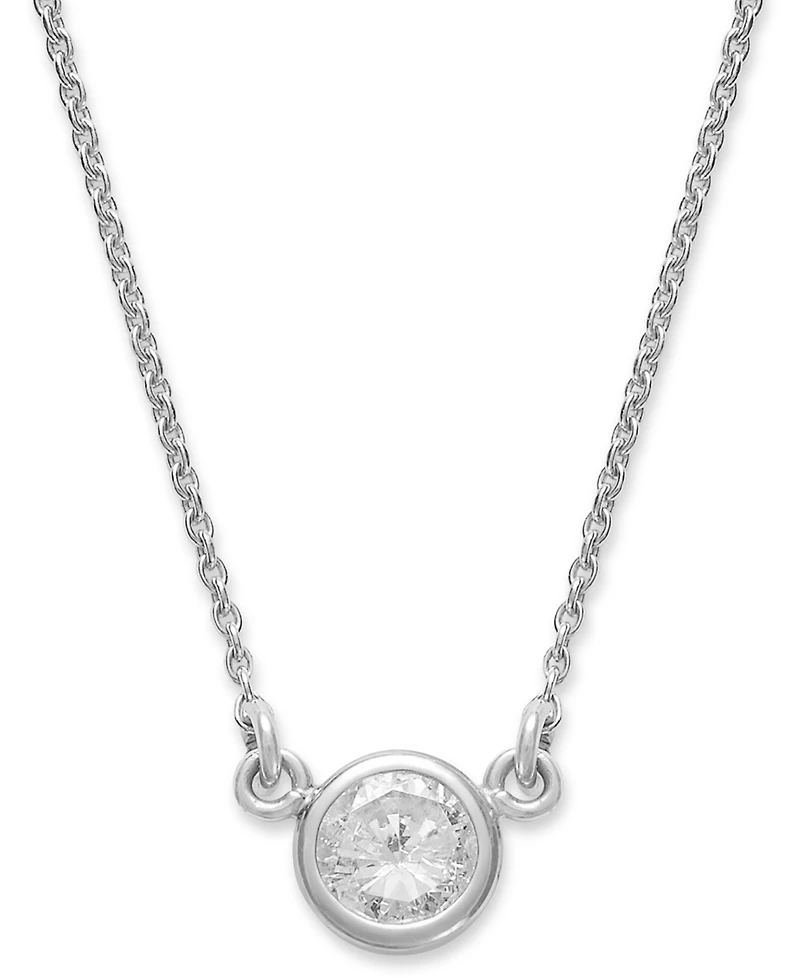 Bezel-Set Diamond Pendant Necklace (1/5 ct. t.w.) 14K Gold or White