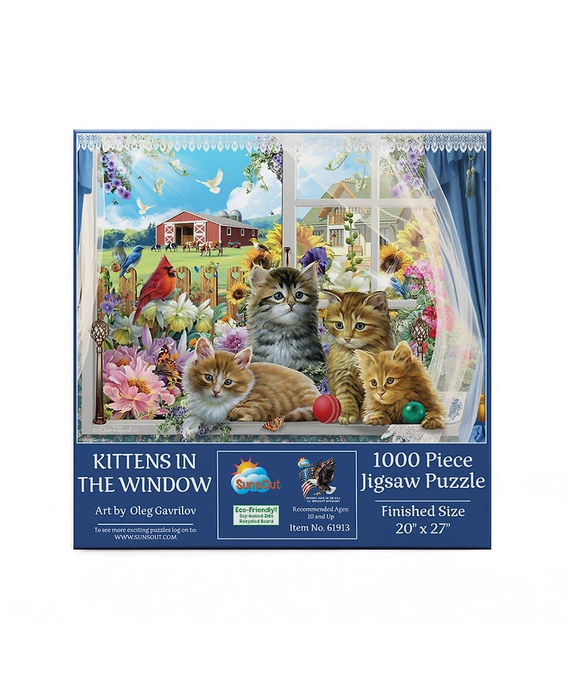 SunsOut Kittens in the Window 1000 piece Jigsaw Puzzle for Adults
