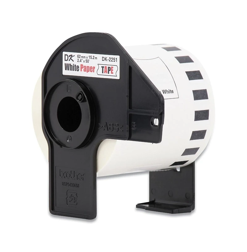 Brother DK225124PK 2.44 in. x 50 ft. Continuous Paper Label Tape - White (24/Pack