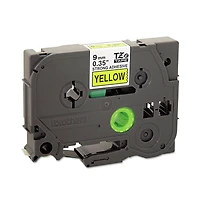 Brother P-Touch TZES621 0.35 in. x 26.2 ft. TZe Laminated Removable Label Tapes - Black on Yellow