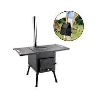 Artudatech Portable Wood Stove with Top Warming Platform for Camping Cooking & Outdoor Heating