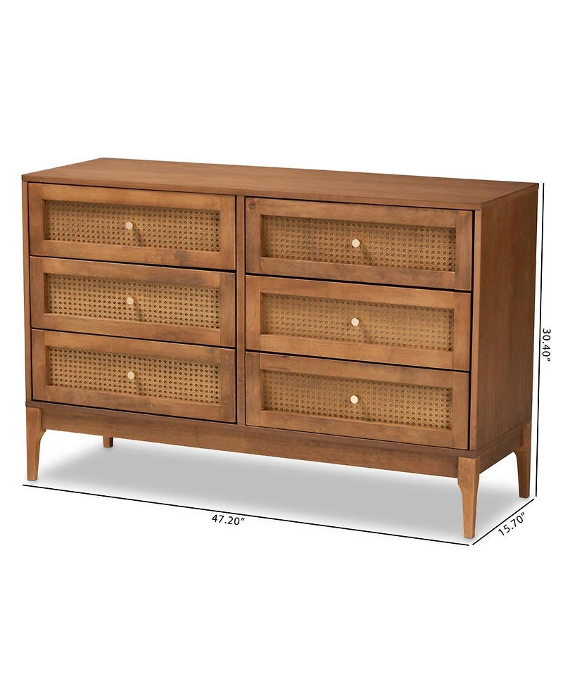 Baxton Studio Ramiel 47.2 Rattan Mid-Century Dresser