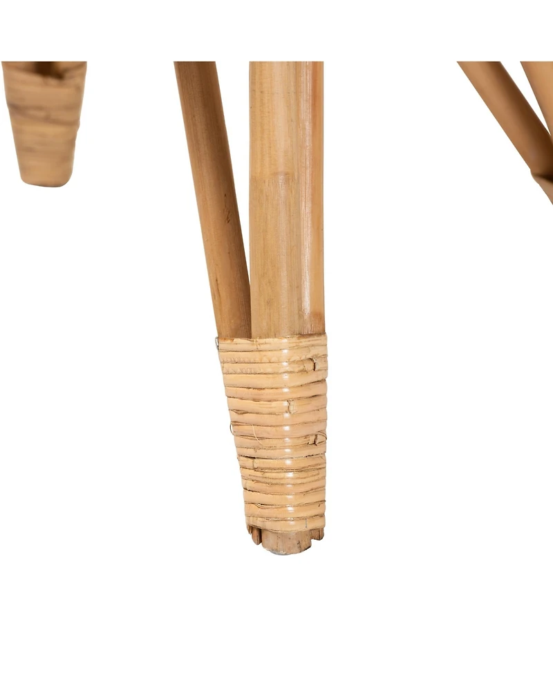 Furniture Earvin 18.9" Rattan Bohemian Footstool