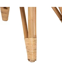 Furniture Earvin 18.9" Rattan Bohemian Footstool