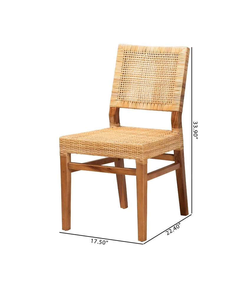 Furniture Lesia 22.4" Rattan Bohemian Dining Chair