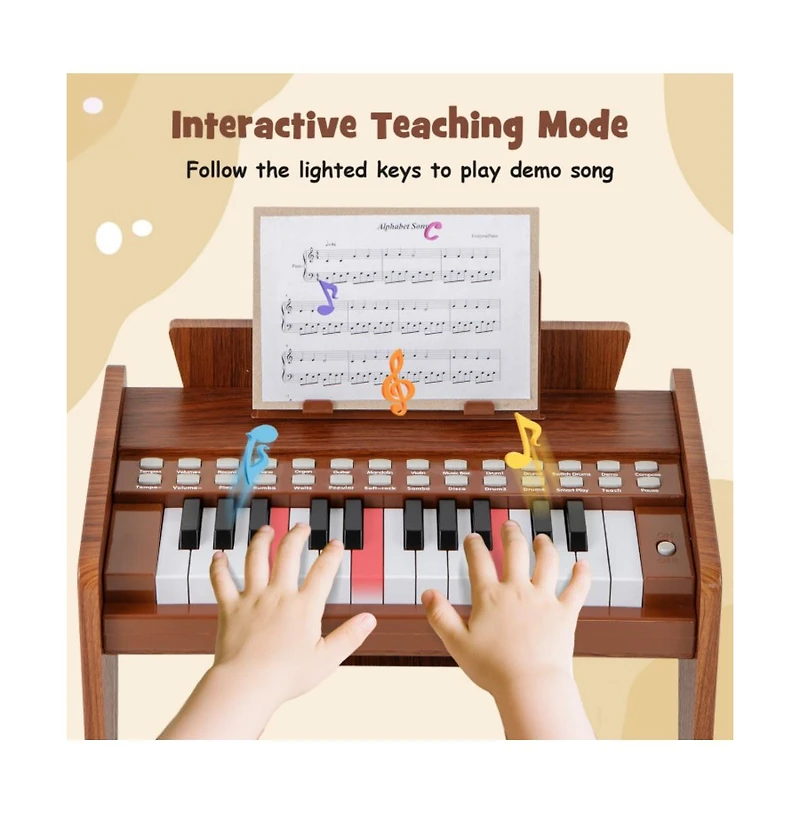 Hongge Kids Mini Digital Piano Keyboard with Lighted Teaching Mode and 25 Keys