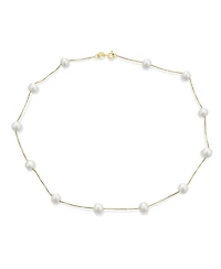 Bling Jewelry Tin Cup Freshwater Cultured Pearl Necklace & Bracelet Jewelry Set Sterling Silver 7MM