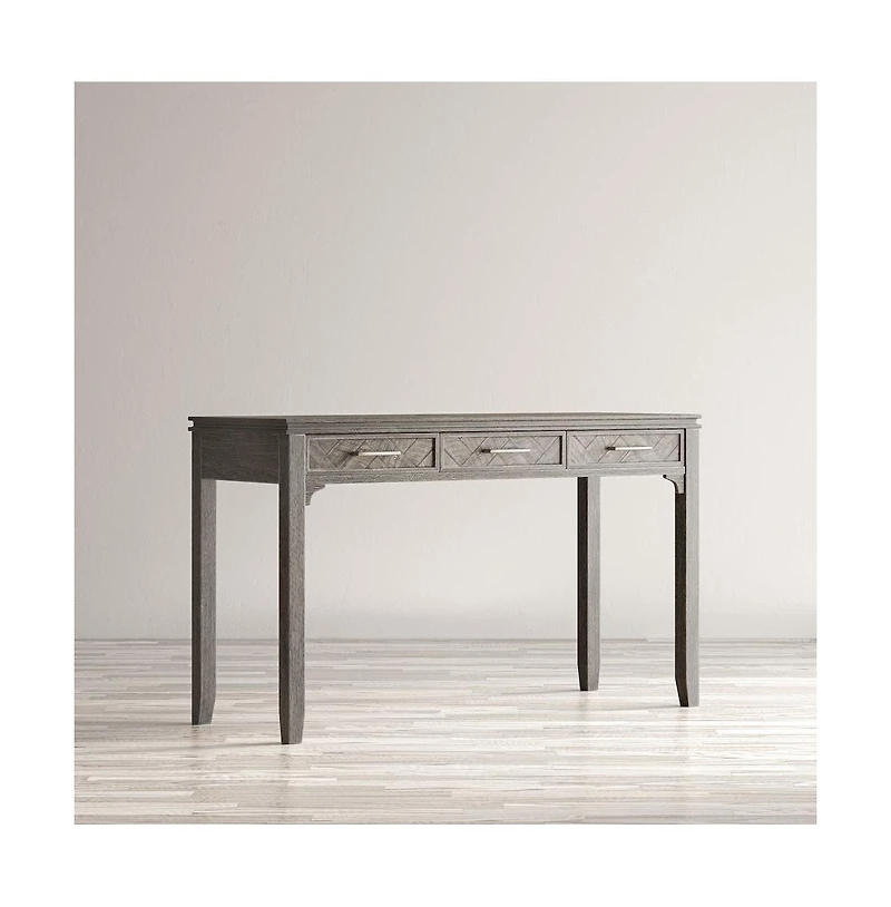 Jofran Gramercy Mid-Century Modern Chevron Three Drawer Usb Charging Desk