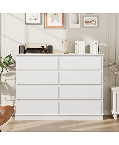 Gaomon 8-Drawer Dresser for Bedroom – Wide Oak Chest with Spacious Top, Modern Wooden Storage Organizer for Closet, Living Room, Hallway