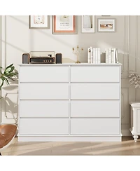 Gaomon 8-Drawer Dresser for Bedroom – Wide Oak Chest with Spacious Top, Modern Wooden Storage Organizer for Closet, Living Room, Hallway