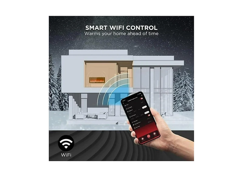 Gaomon 90" Wall Mounted/Recessed Electric Fireplace, Smart WiFi Control, 750/1500W Dual Heat, Touch Screen, Timer