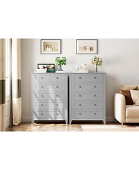 gaomon 5 Drawer Tall Dresser for Bedroom, Wooden Chest with Deep Drawers and Metal Knobs for Hallway or Entryway