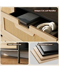 Gaomon + 6-Drawer Rattan & Wood Farmhouse/Modern Style Dresser
