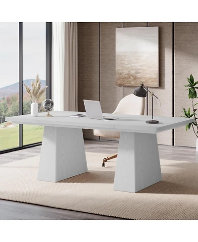 Tribesigns 63-Inch Executive Desk, Large Office Computer Desk with Double Pedestal, Modern Simple Workstations