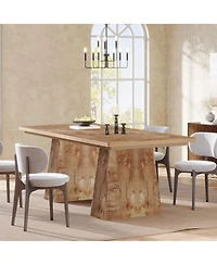 Tribesigns 63-Inch Dining Table with Double Pedestal Base, Modern Kitchen Tabl, Espresso Brown