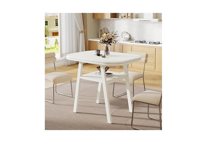 Tribesigns Dining Table for 2-4 People, 31.5 Inches Small Modern Kitchen Table with Storage Shelf, Dining Room