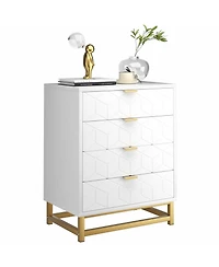 gaomon 4 Drawer Gold Metal Handles and Sturdy Mdf Construction Modern Dresser