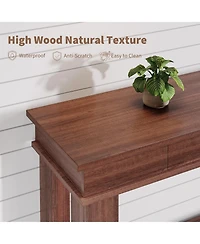 gaomon 54" Long Console Table, Wooden Entryway Table with 2 Drawers & Open Storage Shelf, Sofa Behind Couch, Farmhouse Entry Foyer B