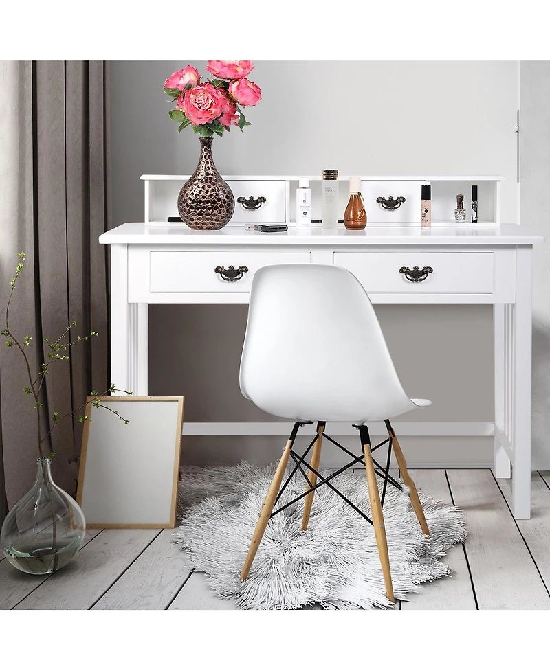 Costway Writing Desk Mission White Home Office Computer Desk 4 Drawer