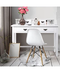 Costway Writing Desk Mission White Home Office Computer Desk 4 Drawer